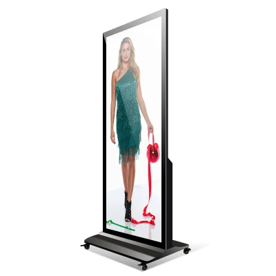 Support de sol intérieur mobile personnalisé de 86 pouces, affichage vidéo numérique LCD Vertical pour publicité Portable, pour Restaurant